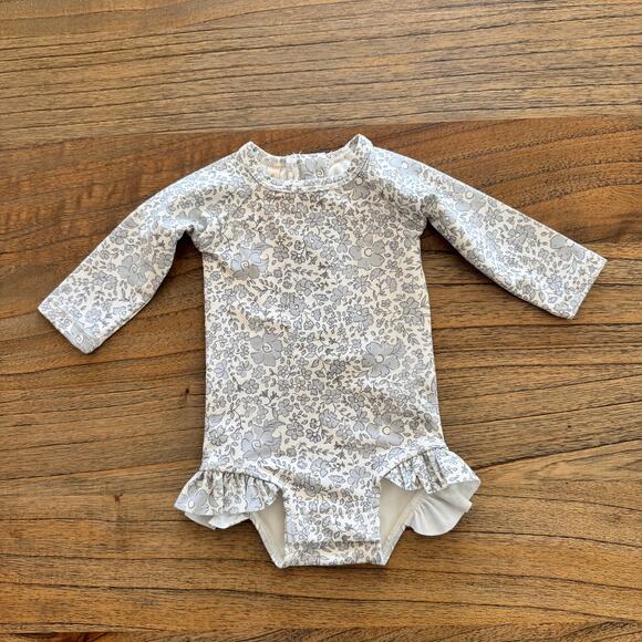 Quincy Mae Other - Quincy Mae Olivia Rashguard One-Piece Blue Floral - Size 0-3 months